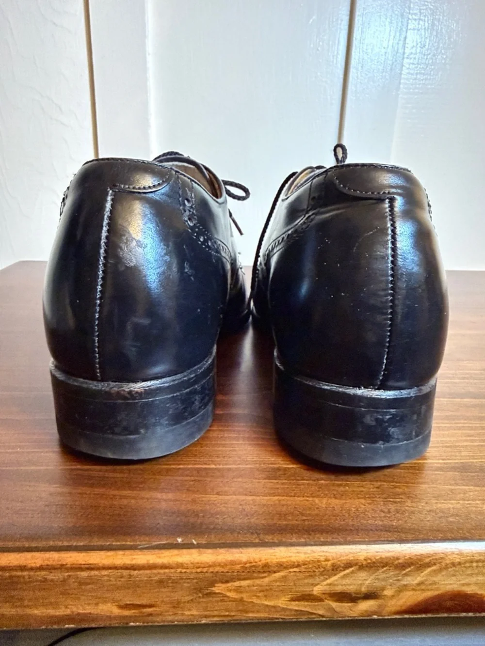 Men’s Florsheim Vintage Black Wingtip Oxford Shoes Leather USA 10.5 C
